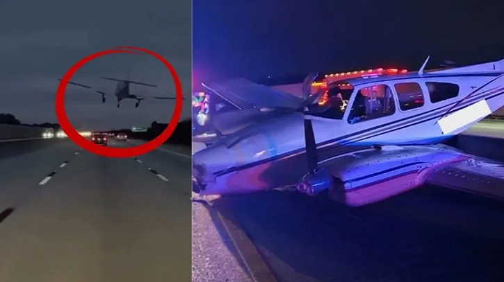 মাঝ আকাশ থেকে মহাসড়কে আছড়ে পড়লো বিমান