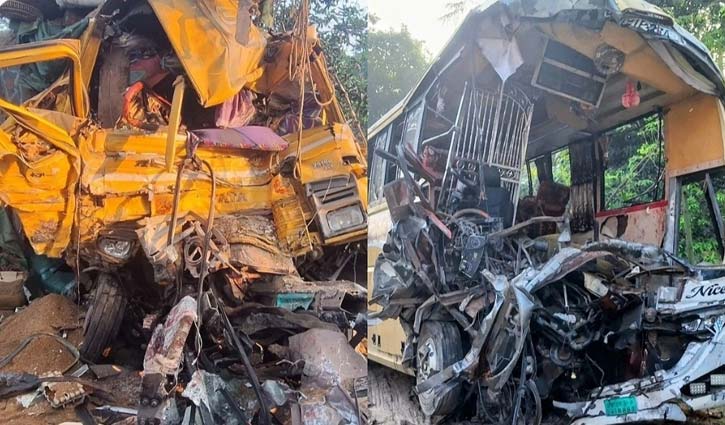 নাটোরে যাত্রীবাহী বাস ও ট্রাকের সংঘর্ষে নিহত বেড়ে ১৪